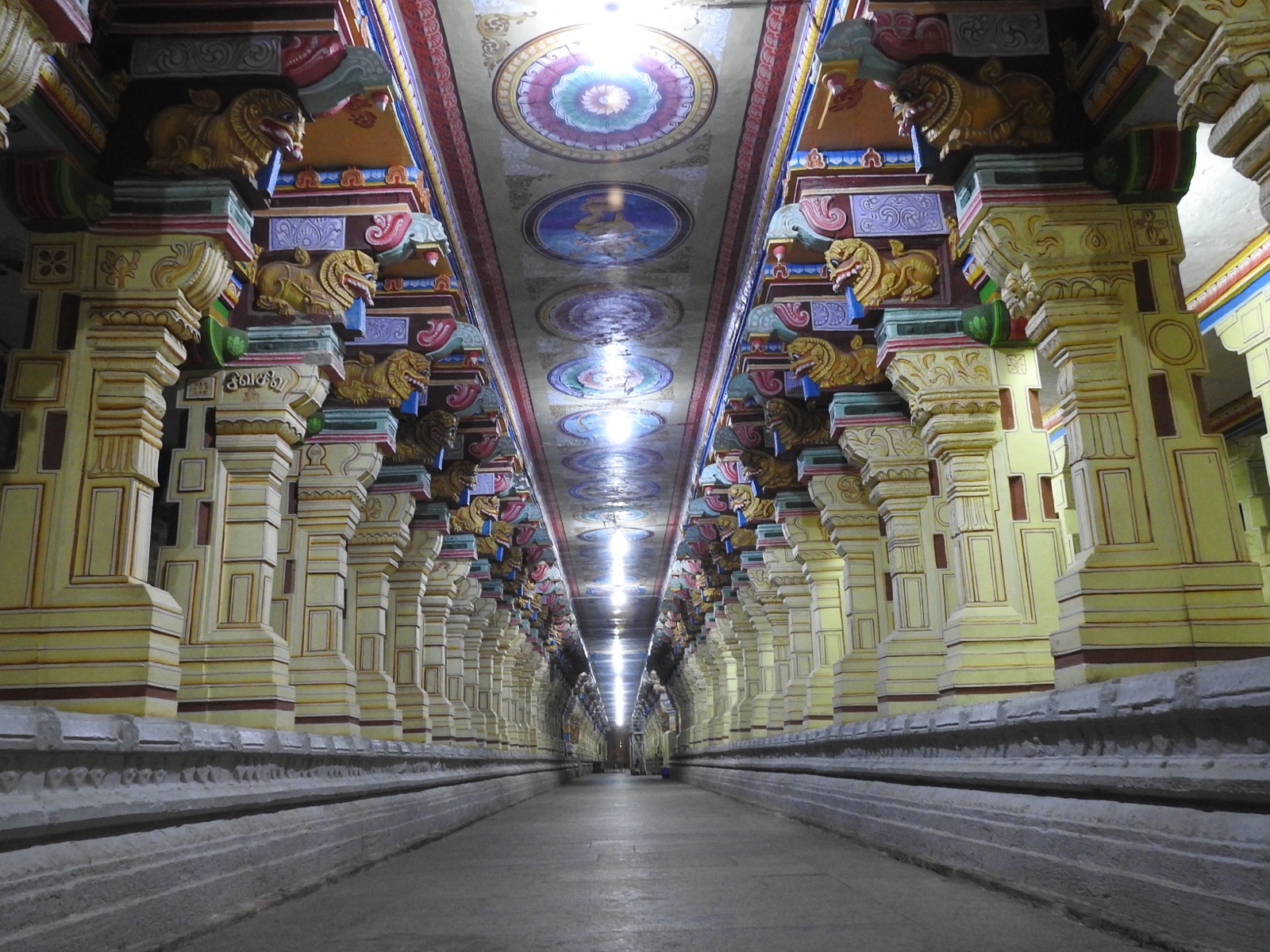 The Ramanathaswamy temple corridor at Rameshwaram, Tamil Nadu